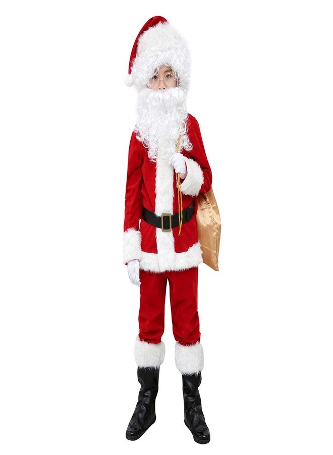 ELFJOY Children's Santa Suit Kids Christmas Halloween Costume Cosplay Set of 11 Pcs (Small) - Image 1